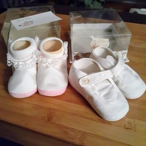 2 Pairs Vintage First Steps Satin Baby Booties